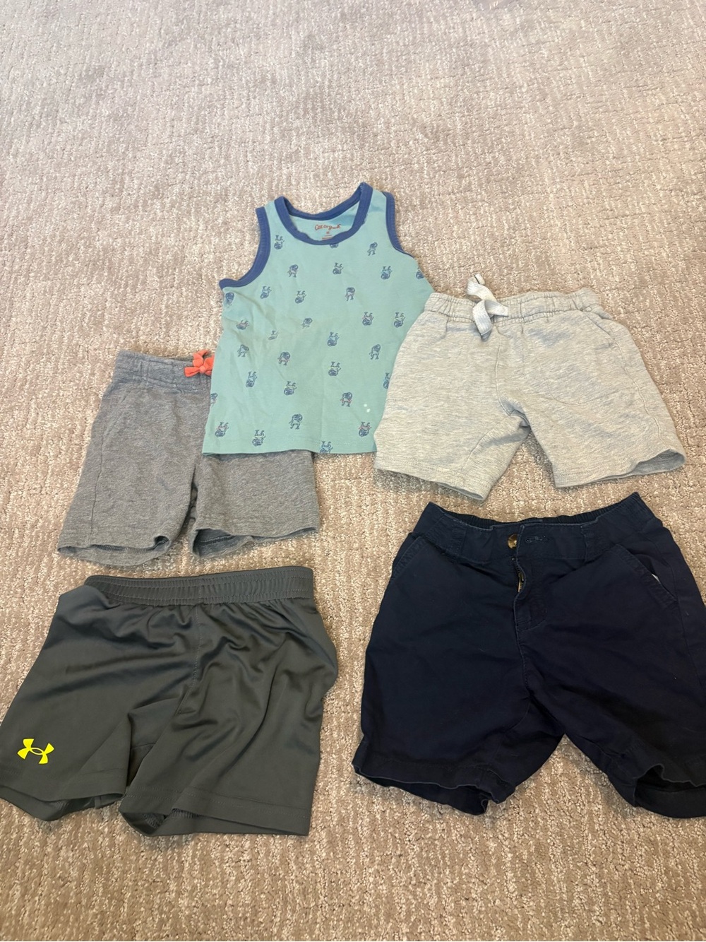 Boys Summer Shorts & Tank Bundle - Mint Green Tank with Navy Trim